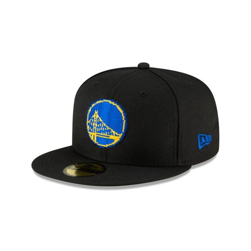 NBA Golden State Warriors Pixel 59Fifty Fitted (CMS0184) - Black New Era Caps